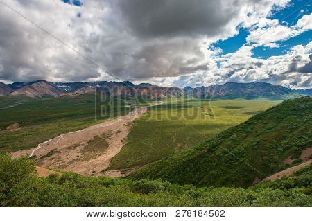 Amazing View Of Landscape Mountain In Alaska. Indescribable Beauty Of Nature!