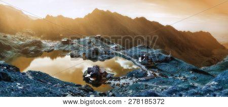 Transfagarasan Balea Glacier Lake, Infrared Filter. Balea Lake, Is A Glacier Lake Situated At 2.034 