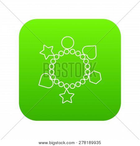 Charm Bracelet Icon Green Isolated On White Background