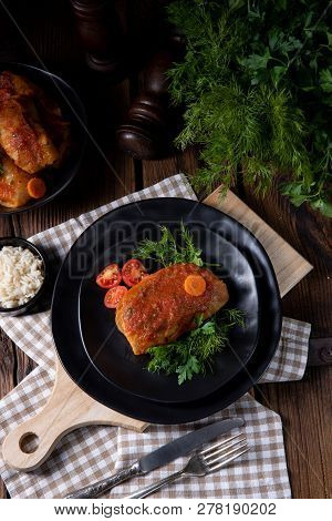 Roasted Cabbage Rolls With Rice And Minced Meat According To The Recipe Of Omas