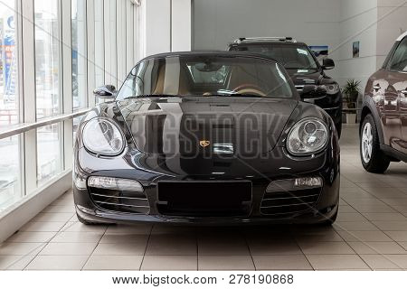 Novosibirsk, Russia - 08.01.2018: Front View Of The 2006 Sport Porsche Boxster S Sedan Prepared For 