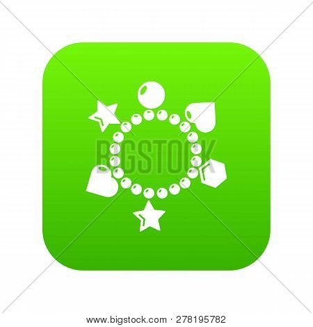 Charm Bracelet Icon Green Isolated On White Background