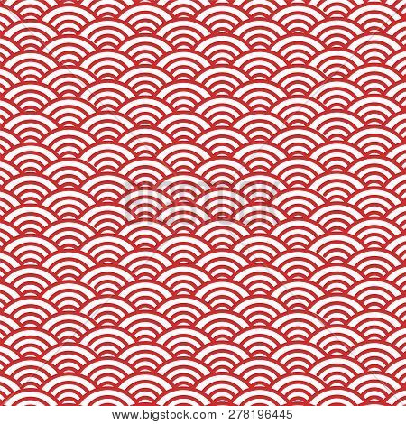Chinese Traditional Ornament Background. Red And Golden Chinese Clouds Pattern. Happy Chinese New Ye