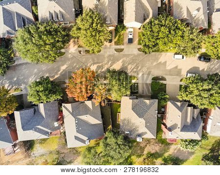 Aerial Straight Down Drone View Of Residential Area In Autumn Ne