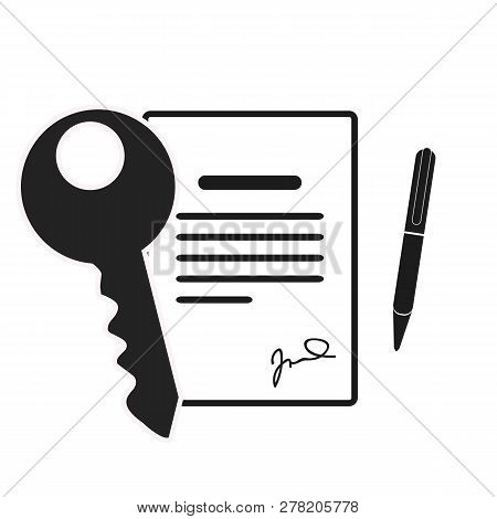 Vector Icon Style Illuetration Icon Of Contract Sogning And Buying A Property, Real Estate, Hotel, A