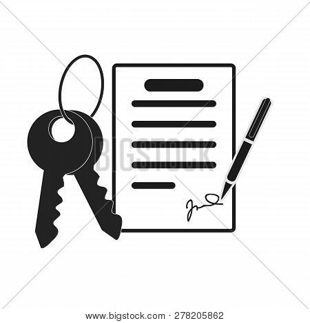 Vector Icon Style Illuetration Icon Of Contract Sogning And Buying A Property, Real Estate, Hotel, A