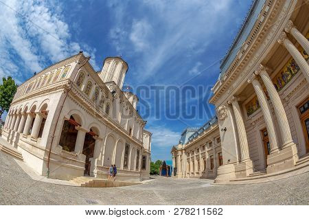 Bucharest, Romania - July 17, 2018: The Romanian Orthodox Patriarchal Cathedral Located On Patriarch