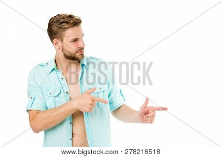 Solution For All Problems. Find Solution. Man With Bristle Smiling Face White Background. Guy Happy 