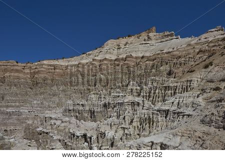Eroded Rock Formations Along Quebrada Chuba, A River Valley High On The Altiplano Of Northern Chile 