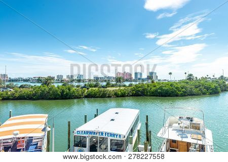 Boats Anchored At Marina In Clearwater Florida