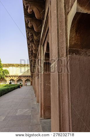 Agra, Uttar Pradesh, India - December 1: Architecture Of Courtyards Around Grape Garden (anguri Bagh
