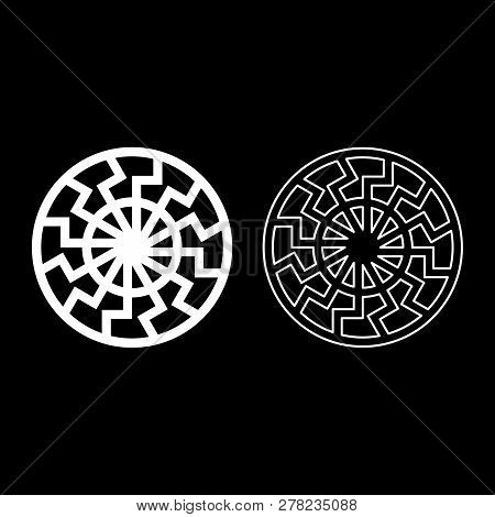 Set White Sun Symbol Icon Set White Color Illustration Flat Outline Style Simple Image 17