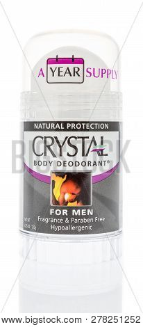 Winneconne, Wi - 30 December 2018: A Stick Of Crystal Body Deodorant On An Isolated Background.