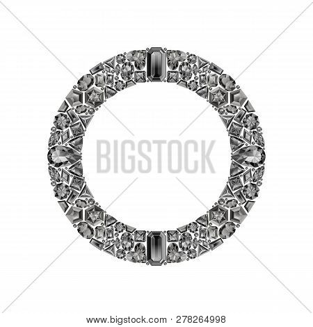 Round Frame Made Of Realistic White Diamonds With Complex Cuts