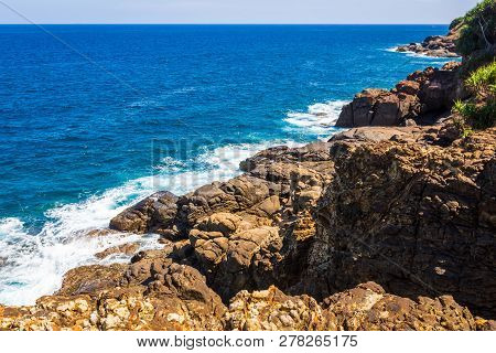 Ocean Seaside Of Wild Beautiful Stone Beach Of Sri Lanka