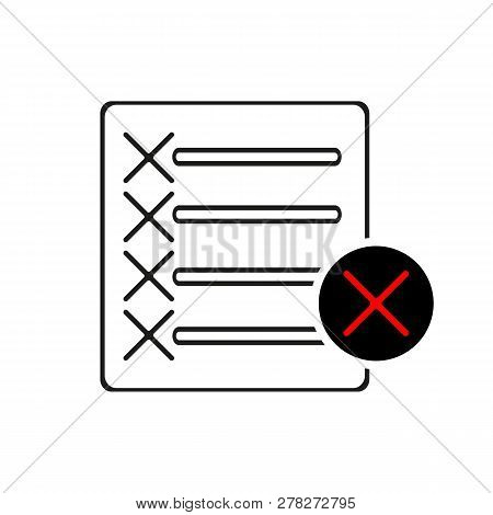 Reject File Line Icon. Decline Document Sign. Delete File. Quality Design Flat App Element. Editable