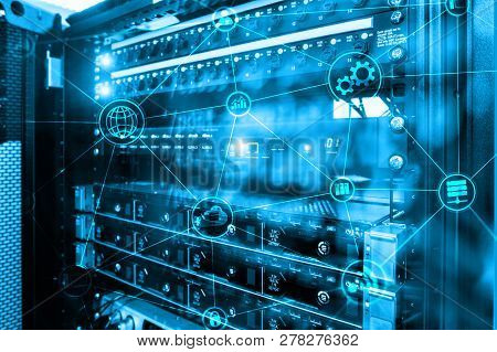 Technology Infrastructure Cloud Computing And Communication. Internet Concept
