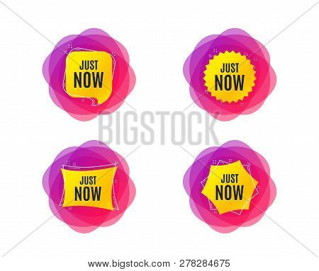 Just Now Symbol. Special Offer Sign. Sale. Geometric Gradient Sales Shapes. Creative Banners. Templa