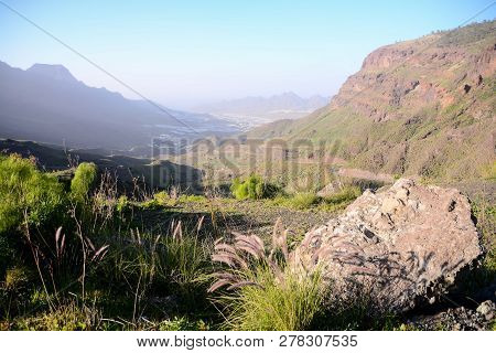 Spanish View Landscape In Gran Canaria Tropical Volcanic Canary Islands Spain