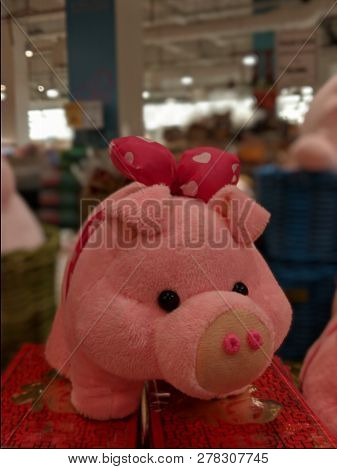 Tangerang, Indonesia - January 5, 2019: Pig Soft Toys For Sale At A Supermarket. According To Chines