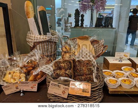 Tangerang, Indonesia - January 5, 2019: Various Cakes And Breads At Tous Les Jours Bakery.