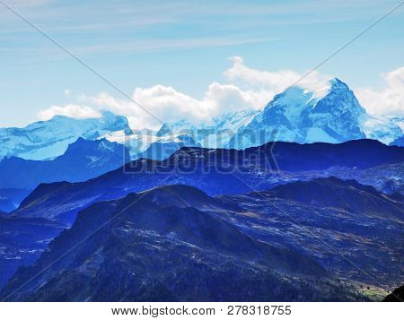 Panoramic View From The Top Of Frumsel In The Churfirsten Mountain Range - Canton Of St. Gallen, Swi