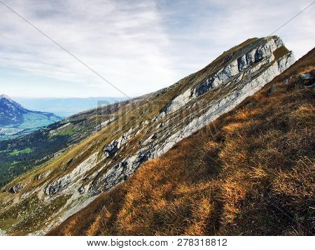 Panoramic View From The Top Of Frumsel In The Churfirsten Mountain Range - Canton Of St. Gallen, Swi