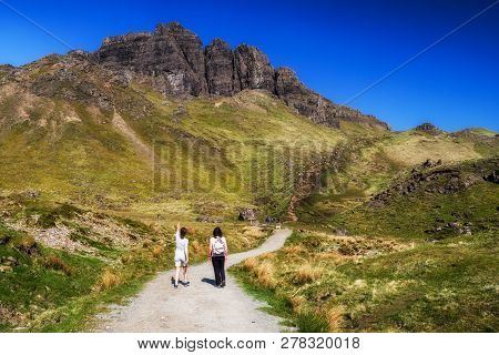 Storr, Scotland - May 24: Old Man Of Storr On The Isle Of Skye In Scotland On May 24, 2018 In Storr