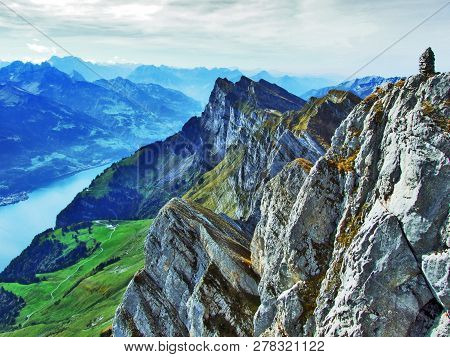 Rocky Peak Frumsel In The Churfirsten Mountain Range - Canton Of St. Gallen, Switzerland
