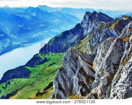 Rocky Peak Frumsel In The Churfirsten Mountain Range - Canton Of St. Gallen, Switzerland