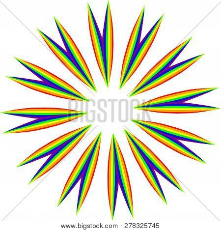 Abstract Stylized Rainbow Frame. Round Decorative Ornament Design