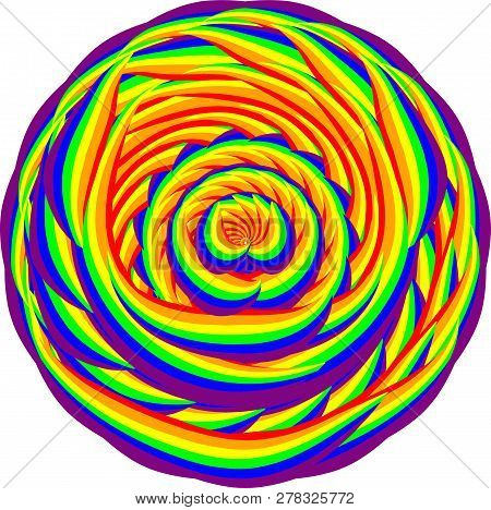 Abstract Stylized Mandala Pattern. Round Decorative Ornament Design. Twisted Texture In Circle.