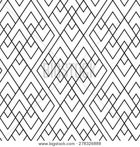 Seamless Boho Style Pattern With Outlined Rhombus Repeat