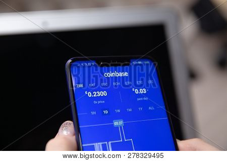 Tula, Russia - November 28, 2018: Coinbase - Buy Bitcoin And More, Secure Wallet Mobile App On The D