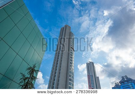 Istambul , Turkey - February 18, 2013:  Sisli Quarter, The Sport International Tovers Seen From The 