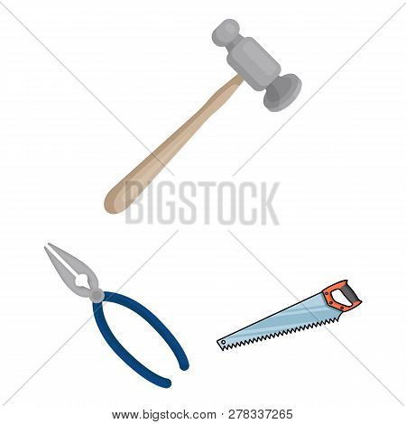 Isolated Object Of Tool And Construction Sign. Collection Of Tool And Carpentry Vector Icon For Stoc