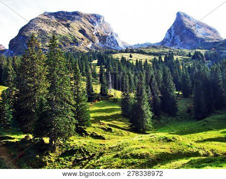 View At The Alpine Peaks Brisi And Frumsel In The Churfirsten Mountain Chain - Canton Of St. Gallen,