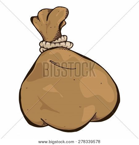 Cloth Bag Hand Drawn. Vector Illustration Of An Old Cloth Bag. Bag Icon.