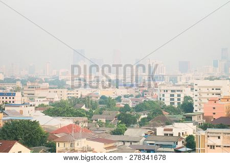 Air Pollution From Lots Of Dust Or Pm2.5 Particle Exceeds The Standard At Bangkok, Thailand. Negativ