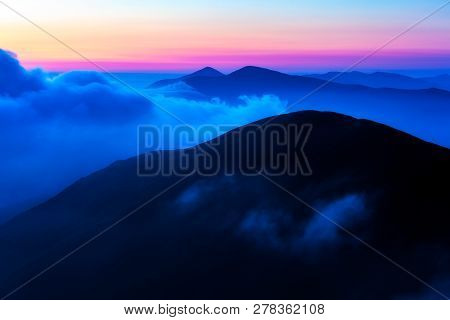 Sunrise Over The Carpathian Mountains, View From Mountain Bliznitsya Velika 1881 M. Ukraine.