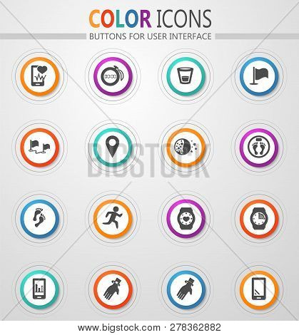 Joggin And Workout Modern Monitoring Apps Vector Icons For User Interface Design