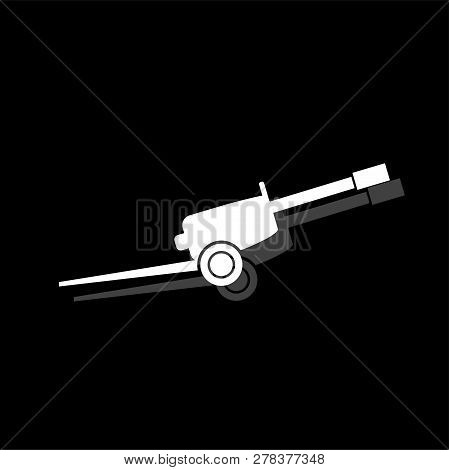 Howitzer. White Flat Simple Icon With Shadow