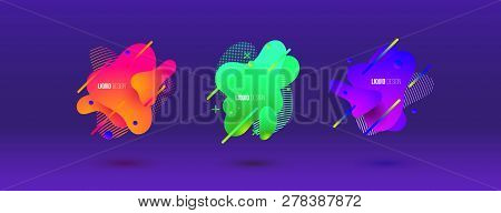 Abstract Design Set Of Liquid Shapes. Fluid Vector Design. Gradient Flyer, Banners With Flowing Liqu