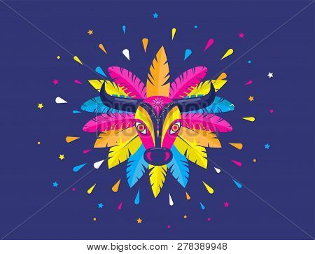 Carnaval De Barranquilla, Colombian Carnival Party. Vector Illustration, Poster And Flyer