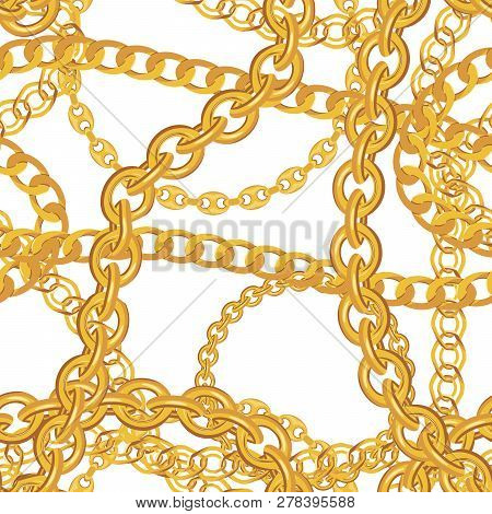 Gold Chain Jewelry Seamless Pattern Background. Vector Illustration