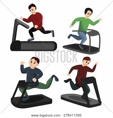 Treadmill Icons Set. Cartoon Set Of Treadmill Vector Icons For Web Design