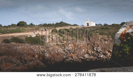 La Meule, France - September 18, 2018: Tourists Visiting The Surroundings Of La Meule Chapel Near Th