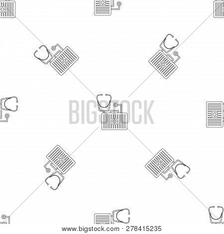 Stethoscope, First Aid Kit Icon. Outline Illustration Of Stethoscope, First Aid Kit Vector Icon For 