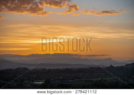 Cloudy Golden Sunset Over Howick, South Africa.