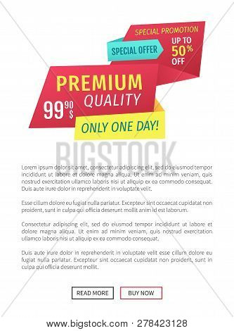 Premium Quality Vector Promotion Poster. Special Offer For Only One Day Advert Label Landing Page Wi